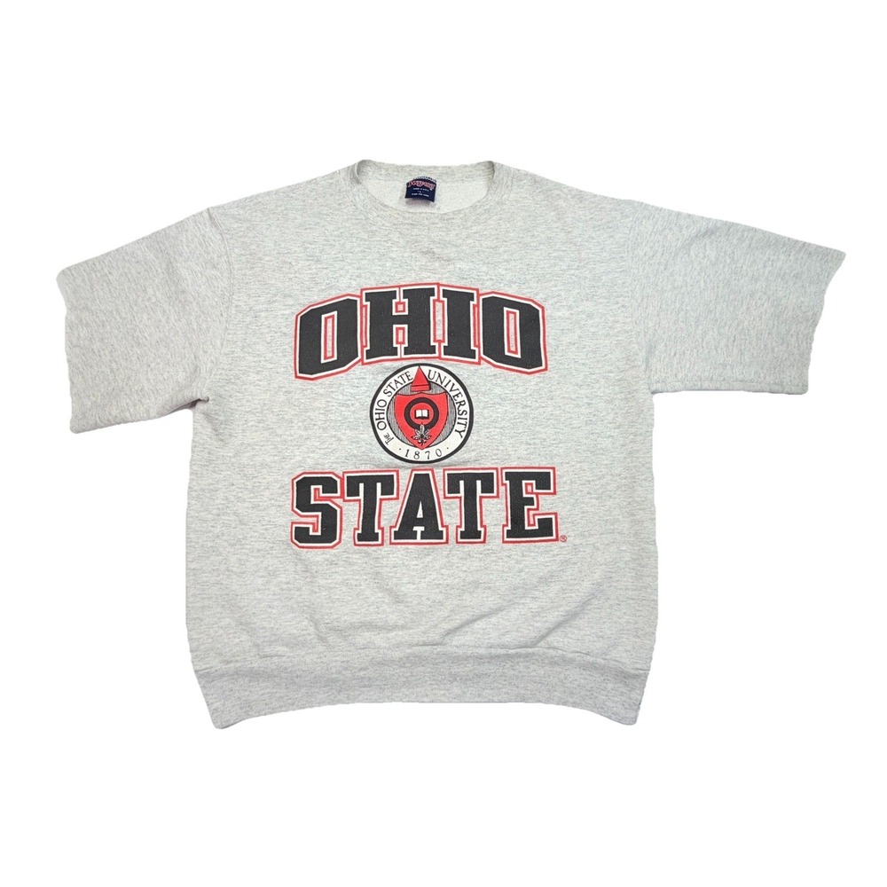 Vintage Jansport Ohio State Buckeyes Cut Off Sweatshirt USA Large Gray OSU